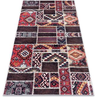 RugsX Rugsx - Alfombra Lavable Andre 2305 Oriental Patchwork Antideslizante - Burdeos / Marr&oacute;n Multicolour 120x170 Cm