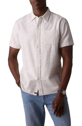 The Normal Brand Freshwater Short Sleeve Button-Up Shirt in White Neptune at Nordstrom, Size Xx-Large