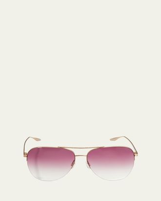 Barton Perreira Chevalier Semi-Rimless Metal Aviator Sunglasses