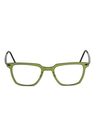 Lindberg rectangle-frame glasses - unisex - Titanium/Acetate - 47 - Green