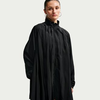 Nike Womens Nike Sportswear Oversized Long-Sleeve Pleated Mini Dress in Black | IF0558-010