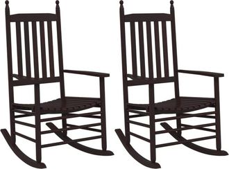 vidaXL Rocking Chairs with Curved Seats 2 pcs Brown Solid Wood Poplar vidaXL