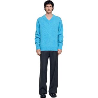 Sandro V-neck long-sleeve sweater in Turquoise at Nordstrom, Size Medium