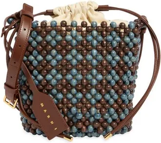 Marni Wood Bead Bucket Bag in Faded Denim/brunette at Nordstrom
