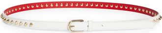 Christian Louboutin Cabata Spike Leather Belt in Bianco/Gold at Nordstrom, Size 70