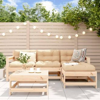 vidaXL Juego De Sof&aacute;s De Jard&iacute;n 5 Piezas Madera Maciza De Pino Vidaxl