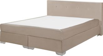 Beliani Beliani - Cama Continental Tapizada Beige 160 X 200 Cm Con Colch&oacute;n Y Cabecero Bajo Consul