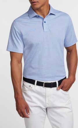 David Donahue Connery Cotton Polo in Tidal Blue at Nordstrom, Size Xx-Large