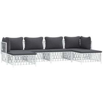 vidaXL Juego De Muebles De Jard&iacute;n 6 Piezas Con Cojines Acero Blanco Vidaxl