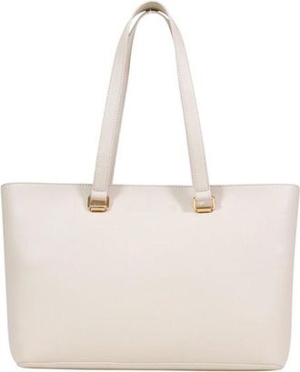 Love Moschino Womens Heart-Embellished Polyurethane Tote Beige