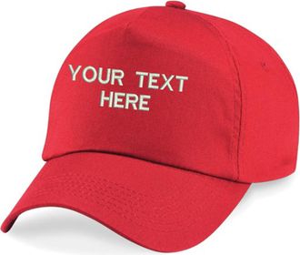 Generic Personalised Embroidered Any Text Baseball Cap, BC010 Orignal Ultimate 5-Panel Cap Work Wear Cap Unisex Gift (Bright Red)
