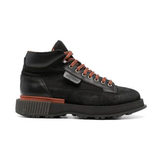 Buttero Schoenen, Heren, Zwart, 45 EU, Leer, Lederen laarzen met logo-reli&euml;f