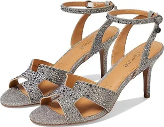 J. Rene&eacute; Sarlon Sandal Womens Sliver Rhinestone Stiletto Heel JOBB2097