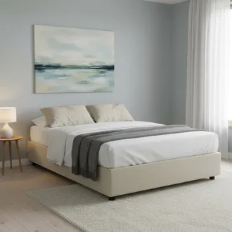 Talamo Italia Talamo Italia - Cama Matrimonial Azzurra, Cama Contenedor Con Revestimiento De Tela, 100% Made In Italy, Apertura Frontal, Adecuado Para Colch&oacute;n Cm 14