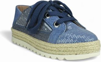 Love Rio Womens Denim Sequin Sneakers In Blue