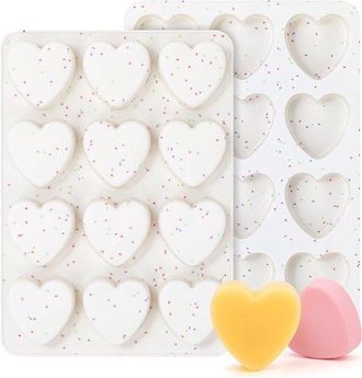 OEM Moldes Peque&ntilde;os De Silicona Con Forma De Coraz&oacute;n De 5 Cm Para Chocolate, Caramelos, Pasteles Y Jab&oacute;n (juego De 2, Color Crema)