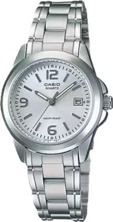 Casio Womens Silver Dial Stainless Steel Date Display Watch - LTP-1215A-7ACR