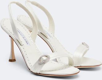 Manolo Blahnik Sandalias Zutosan de sat&eacute;n adornadas