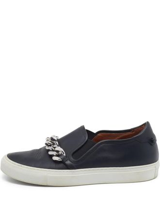 Givenchy chain-embellished slip-on sneakers - women - Leather/Leather/Rubber - 38 - Black