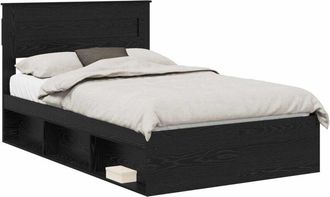 vidaXL Estructura De Cama Negro 135 X 190 Cm Madera De Pino Macizo Vidaxl