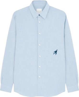 Paul Smith Camicia Ricamo Rondine - Heren - Casual Overhemden - Blauw - M - Katoen - Overhemden