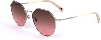 Levi's Unisex Octagonal Sunglasses Gradient Pink Lenses - Brown Silver Steel - One Size