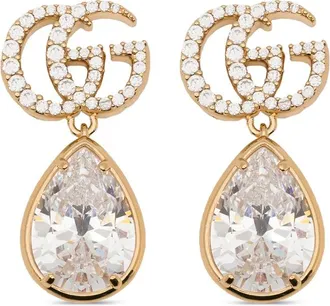 Gucci Double G Crystal-embellished Drop Earrings