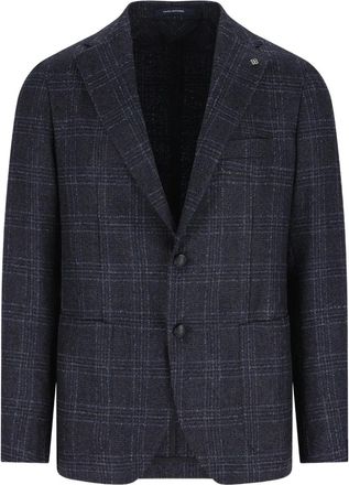 Tagliatore checked buttoned blazer - Blue