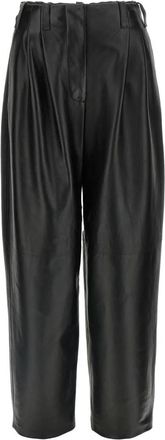 Givenchy Double Pleat Pants in Leather - Dames - Leren Broeken - Zwart - XS - Leer - Broeken