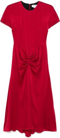 Victoria Beckham Red Draped Satin Midi Dress