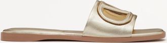 Valentino Garavani VLogo Cut-Out Laminated Nappa Leather Slide Sandal Wo