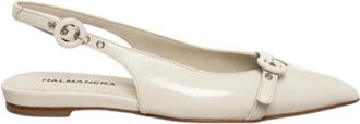 Halmanera Platte Slingback Sandaal in Tofu Glaze - Dames - Ballerinas - Beige - 36 EU - Leer - Schoenen