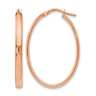 Diamond2Deal 10K Rose Gold Polished Oval Hoop Earrings