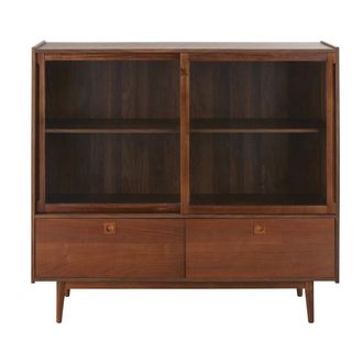 Maisons du monde Vitrina vintage de 2 puertas y 2 cajones en marr&oacute;n