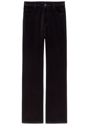 Nili Lotan Joan Straight-leg Velvet Trousers - Black - 10 (UK14 / L)