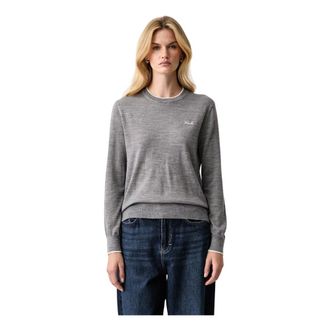 Karl Lagerfeld Maglione Girocollo in Lana Merino - - Knitwear - Donna - Grigio - L