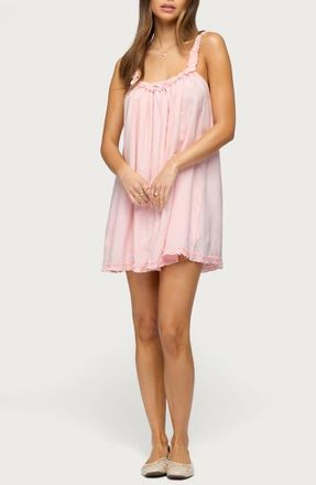 Edikted Christena Ruffle Minidress in Light-Pink at Nordstrom, Size X-Small