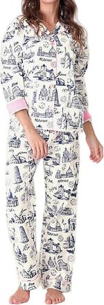 PJ Salvage Bon Voyage 3-Piece Flannel Pajama Set In White