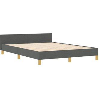vidaXL Vidaxl - Estructura De Cama Con Cabecera Gris Oscuro 160 X 200 Cm Tela