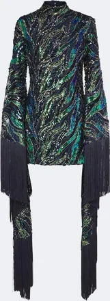 Taller Marmo Vestido corto Disco Dragon de tul con lentejuelas