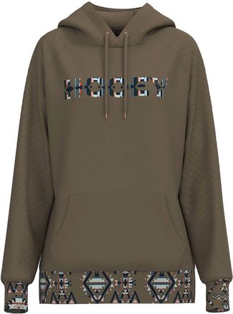 Hooey Womens Shitake Quilted Aztec Hoodie In Oatmeal