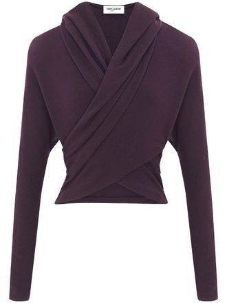 Saint Laurent hooded wool top - Purple