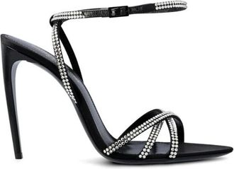 Saint Laurent Stiletto Sandalen met Open Teen- Gesp en Strik - Dames - Sandalen met hakken - Zwart - 36 1/2 EU - Schoenen