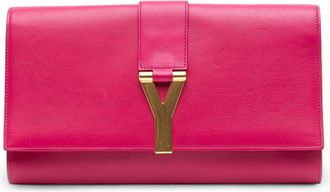 Saint Laurent Pre-owned Womens Cassandre Clutch Ysl Logo - Dusty Pink Leather - One Size