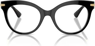 Dolce & Gabbana 52mm Butterfly Optical Glasses in Shiny Black at Nordstrom