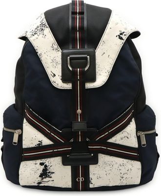 Dior Black Navy White Nylon Leather Backpack (Pre-Owned)