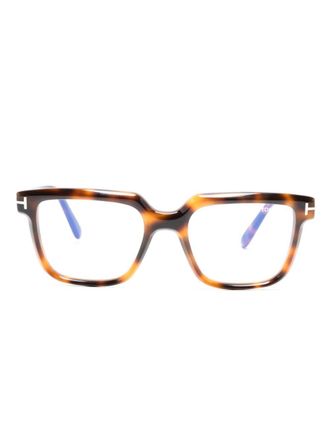 Tom Ford Eyewear tortoiseshell square-frame glasses - unisex - Acetate - One Size - Brown