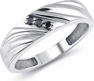 Pompeii3 Black Diamond Ring Mens 14k White Gold