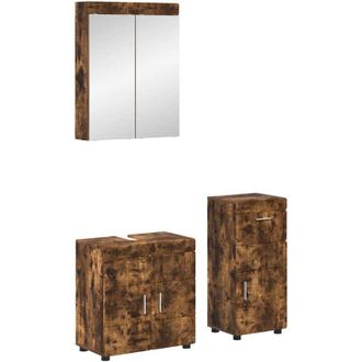 vidaXL Bathroom Furniture Set TULUM Smoked Oak Engineered Wood vidaXL
