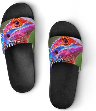 Generic Bearded Dragon Cute Shower Shoes Slipper for Women Men Beach Slippers Quick Drying Non Slip Open-Toe Sandals